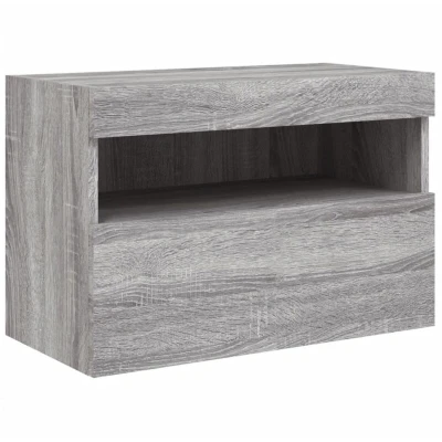 Image of vidaXL TV Wall Cabinet with LED Lights Grey Sonoma 60x30x40 cm