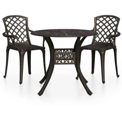 Image of vidaXL 3 Piece Bistro Set Cast Aluminium Bronze