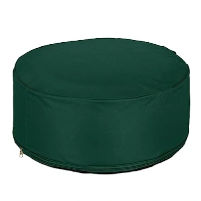 Image of Relaxdays Inflatable Footstool, Outdoor Pouffe for Camping, Garden &amp; Balcony, Round Footrest, Seat, 26 x 56 cm, Green, Polyester
