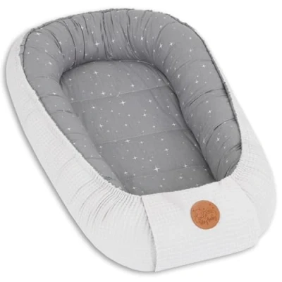 Image of babynest newborn baby bumper 90x50 cm cocoon Handmade two sided Cotton Waffle with Galaxy