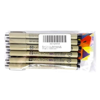 Image of Sakura Pigma Micron black 003,003,003,005,005,005 Pack of 6 pcs and 1 card