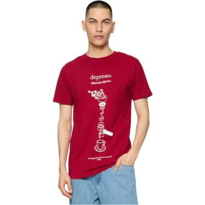 Image of Mister Tee Depresso Print Tshirt, Men&#039;s, Size: Medium, Ruby
