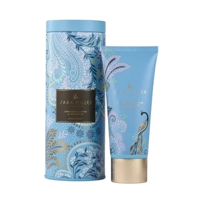 Image of Sara Miller Hand Cream 100ml in Blue Powder Filigree Tin, Shea Butter, Scented with Jasmine and Cedarwood, Beauty Gift For Her, Travel Size Moisturiser, Cruelty Free Vegan Friendly