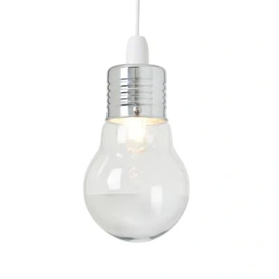 Image of Litecraft Light Shade Quirky Bulb Easy Fit Ceiling Lampshade Chrome Clearance