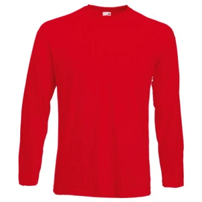 Image of Fruit of the Loom 61 038 0 Long Sleeved T Shirt Red X Large