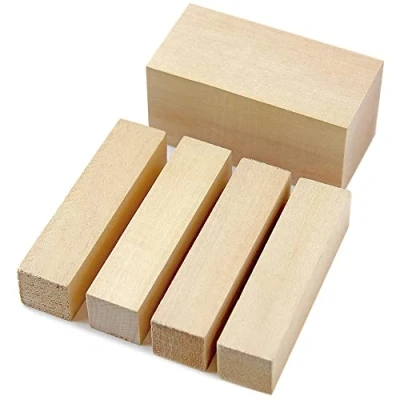 Image of 5 Pcs Carving Wood Blocks Whittling Basswood Unfinished Set for Beginners