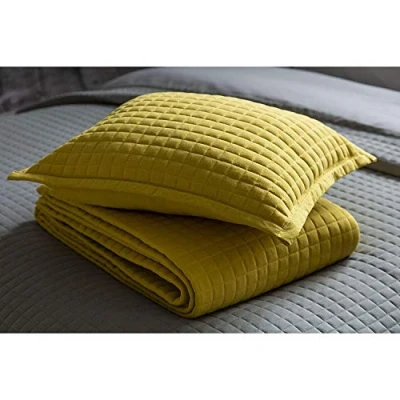 Image of Belledorm Crompton Quilted Jersey Filled Cushion, Saffron, 40 x 50 Cm