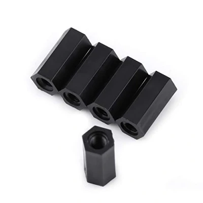 Image of Akozon Spacer Standoff 100Pcs M3 Female Hex Threaded Black Nylon Bolts Nuts Assortment Set With Plastic Box(M3*12)