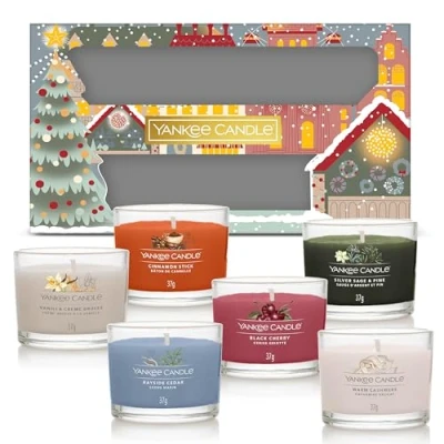 Image of Yankee Candle Scented Candles Gift Set 6 Mini Filled Votive Perfect Christmas Gifts for Women Passport to the Holidays Collection, Signature