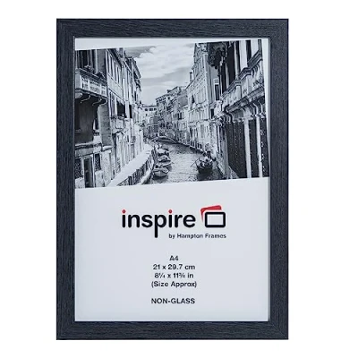 Image of Hampton Frames WESTMINSTER Paperwrap Poster Photo Display Frame Acrylic (Non Glass) Grey A4 (21x30cm) WESA4GRY
