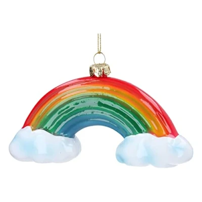 Image of Gisela Graham Christmas Acrylic Rainbow and Clouds Tree Decoration