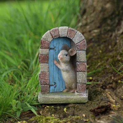 Image of Fyne Finds Resin Mouse Doorway Fairy Garden Door Ornament Decoration Mice Lover Gift Home