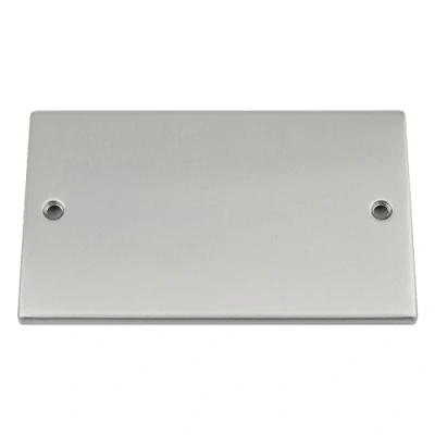 Image of Electrical Blanking Plate Double 2 Gang Satin Brushed Chrome Square