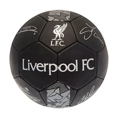 Image of Liverpool FC Official Black Skill Skills Faux Leather Football Size 1 Ball Signature PH