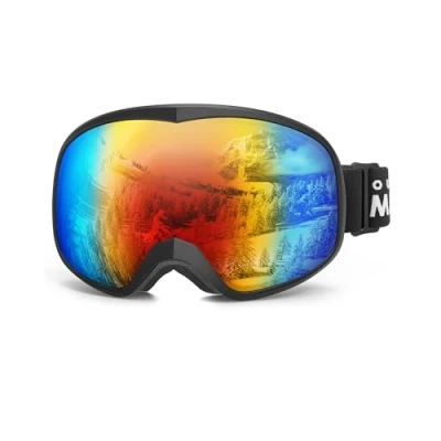 Image of OutdoorMaster Owl Snow Ski Goggles for Kids OTG 100% UV Protection Anti Fog Snowboard over Glasses(Black Frame+VLT 15% Revo Colorful)