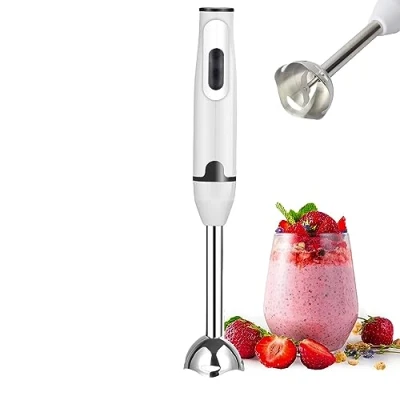 Image of Calager Hand Blender,400W Powerful Electric Stick Blender,Kitchen Food Immersion Blender with Stainless Steel Blade,Detachable Handheld Mixer for Baby Food, Soups,Smoothies (White)