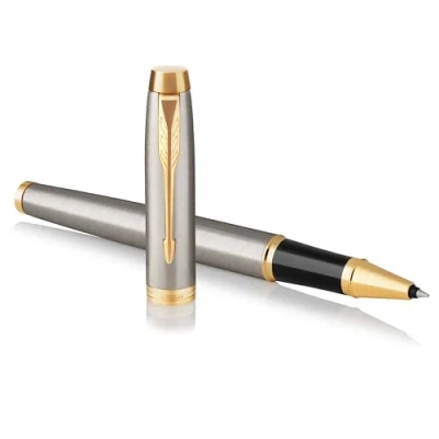 Image of Parker IM Rollerball Pen Brushed Metal Fine Point Black Ink Gift Box