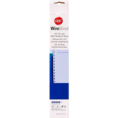 Image of GBC Wirebind spine wires, A4, 34 Rings, 6 mm, 55 Pages, Pack of 25, 4400695 8 mm