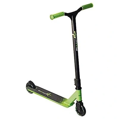 Image of Muuwmi Stunt scooter for kids and adults, black/blue, High Finish Kickscooter skate parks (Black Green), trick