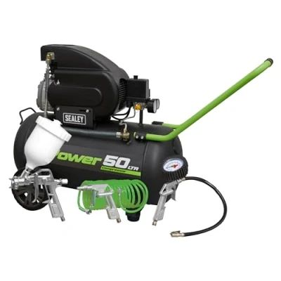 Image of Sealey Air Compressor 50L Direct Drive 2hp &amp; 4pc Accessory Kit