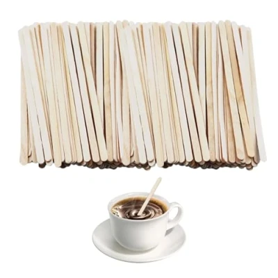 Image of 300 Pieces Wooden Coffee Stirrers，Stirrers for Hot Drinks，Cocktail Stirrers &amp; Swizzle Sticks，Milk Sticks，Multifunctional Stirring Stick, Tools Home and Office