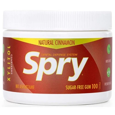 Image of Spry Xylitol Gum, Natural Cinnamon, 100 Count Great Tasting Chewing Gum That is Aspartame Free, Promotes Oral Health, and Fights Bad Breath