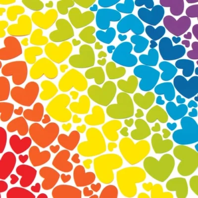Image of Baker Ross AX686 Rainbow Heart Stickers Pack of 210, Foam Self Adhesives, Perfect for Children to Decorate Collages and Crafts, Ideal Schools, Craft Groups, Party Crafting, Home