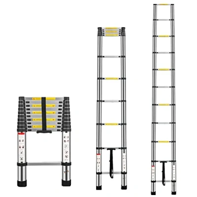 Image of Multibao Telescopic Loft Ladder 3.2m/10.5ft Telescoping Aluminum Lightweight Portable Extendable Extension Step Attic for Multipurpose, 150kg Capacity 11 Steps