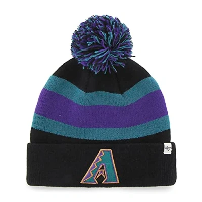 Image of 47 MLB Unisex Adult Primary Logo Breakaway Team Color Cuffed Knit Beanie Hat Cold Weather Hat, One Size, Arizona Diamondbacks Black, size