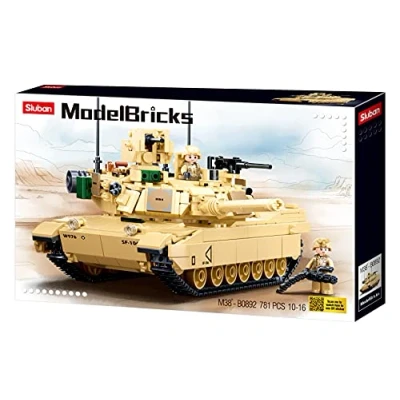 Image of Sluban M38 B0892 Model Bricks M1A2 Sep V2 Abrams Hand Battle Tank 781pcs, Multicolored, Medium