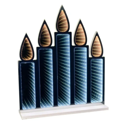 Image of Double Sided Infinity Mirror Light Christmas Decoration Optical Illusion Multicolour Candle Bridge