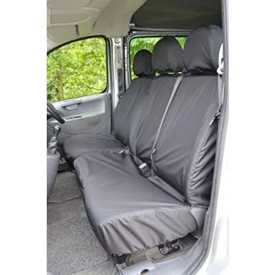 Image of Seat Covers for Toyota Proace 2013 2016+ Tailored Fit Heavy Duty Waterproof Black Van Front Driver &amp; Double Passenger 600 Denier Polyester Machine Washable