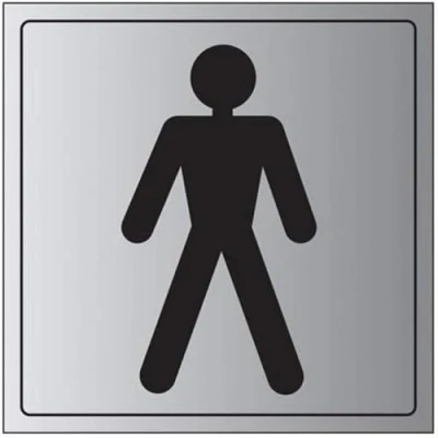 Image of V Safety General Door Gents Toilet Sign 200mm x Self Adhesive Alu Effect