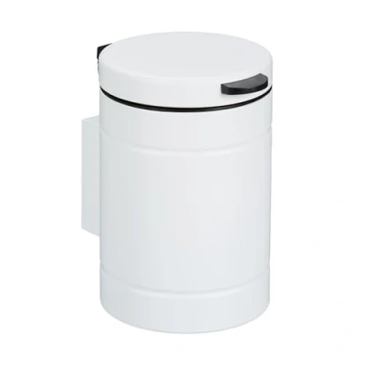 Image of Bathroom Wall Bin, 3L, Soft Close, Inner Container, Metal, Sanitary Waste, Round, 25 x 17 22 cm, White Relaxdays