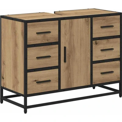 Image of vidaXL Bathroom Sink Cabinet with Drawer Artisan oak 80 x 33 60 cm