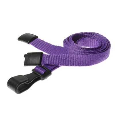 Image of Customcard Neck Lanyard for ID Badge Holders with Safety Breakaway Clip Purple (Pack of 25)