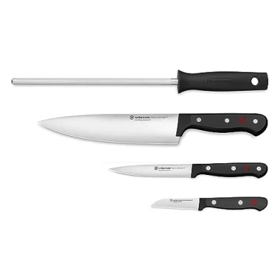 Image of WÜSTHOF Gourmet 4 piece Knife Set, Black and Silver