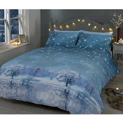 Image of Rapport Starry Nights Duvet Set Ice, Polyester Cotton, Blue, King