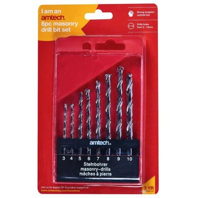 Image of Amtech F1755 8 Piece Tungsten Masonry Drill bit Set