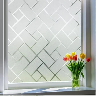 Image of One Way Mirror Solar Window Film Kid&#039;s Room Sticker Privacy Non Adhesive Glass Heat Control Sun Blocking Glare Reduction Anti UV Removable for Home Office (44.5x200cm, Silver)