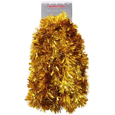 Image of Christmas Concepts® 3m / 9.8ft Chunky/Fine Tinsel Decoration (Gold)