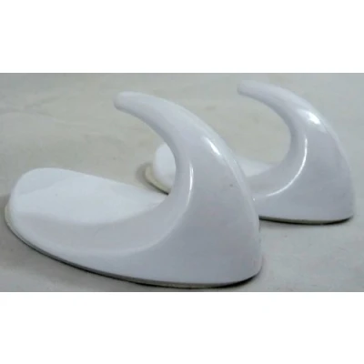 Image of Star Pack Set of 2 Large Oval White Self Adhesive Plastic Hooks
