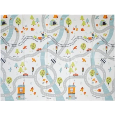 Image of Nuby Foldable Reversible Play Mat Easy Clean Waterproof Suitable from Birth (Road)