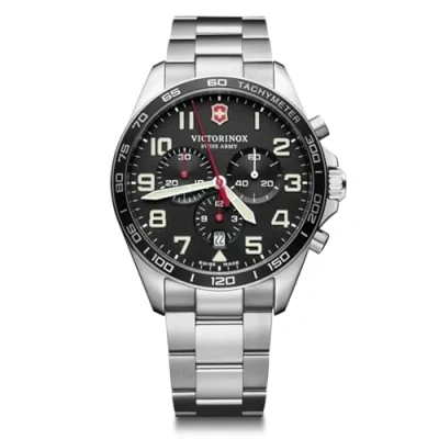 Image of Victorinox Men’s Watch Fieldforce Chrono Ø 42 mm, Swiss Made, Analogue Quartz, Water Resistant up to 100 m, Sapphire Glass, Stainless Steel Strap, Black