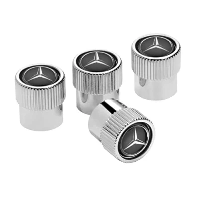 Image of Mercedes Benz Valve Decoration Cap, Chrome Plated, Set of 4, Clear, Plastic