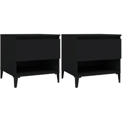 Image of vidaXL Side Tables 2 pcs Black 50x46x50 cm Engineered Wood