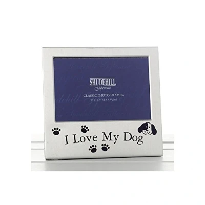 Image of Shudehill 5&quot; x 3&quot; I Love My Dog Photo Frame, Occasion Present 73497, Metal, Silver, Size 3.5&quot;