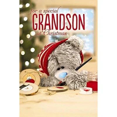 Image of Me To You Tatty Teddy 3D Holographic Christmas Card Grandson