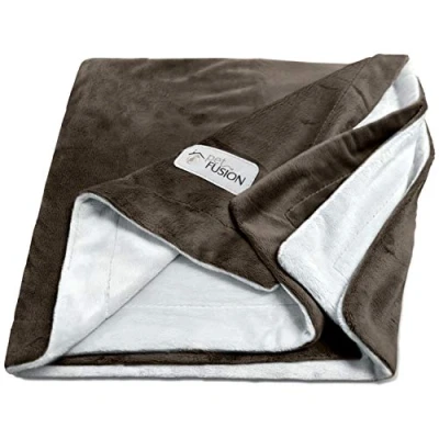 Image of PetFusion Premium Fleece Dog Blanket Micro Plush Cat Blanket, Ultra Soft and Cosy Two Tone Reversible Machine Washable for Pets Brown Large (152 x 122cm)