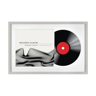Image of MCS 16.5x25 Inch Double Groove Record Album Frame, Gray Woodgrain, 16.5 x 25 in